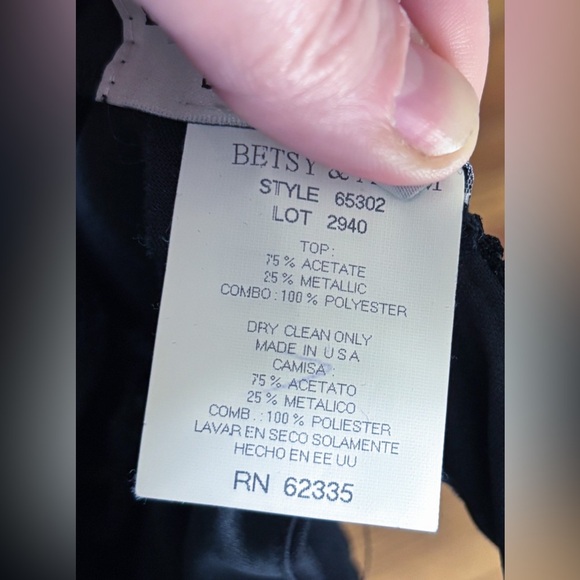 Vintage Betsy And Adam Black Dress Gown 2 4 6P Crepe Fabric Top Sequins Y2K - Picture 4 of 5